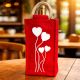 Red Eco Friendly Jute Single Bottle Bag Handmade